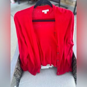 Red short sleeve cardigan